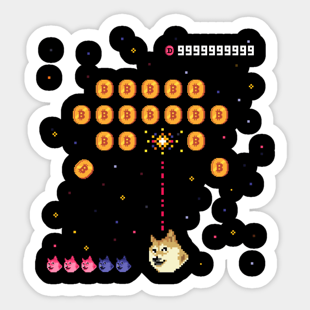 Doge Invaders Sticker by CoDDesigns